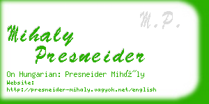 mihaly presneider business card